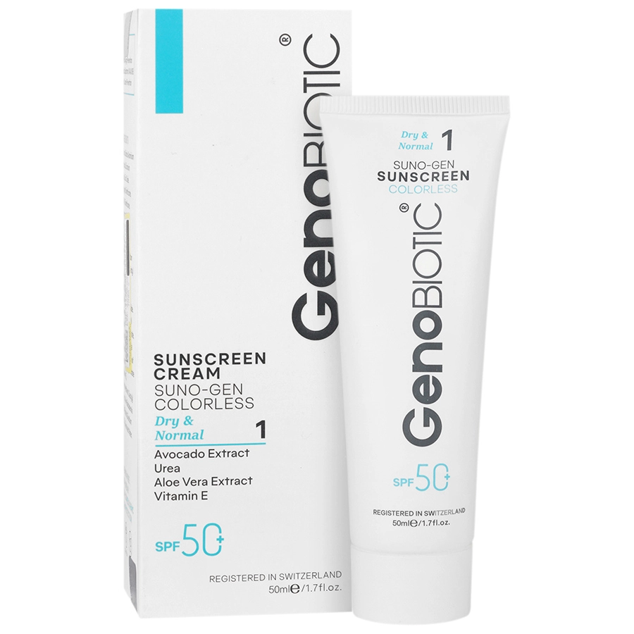 کرم ضد آفتاب بی رنگ پوست خشک ژنوبایوتیک SPF50