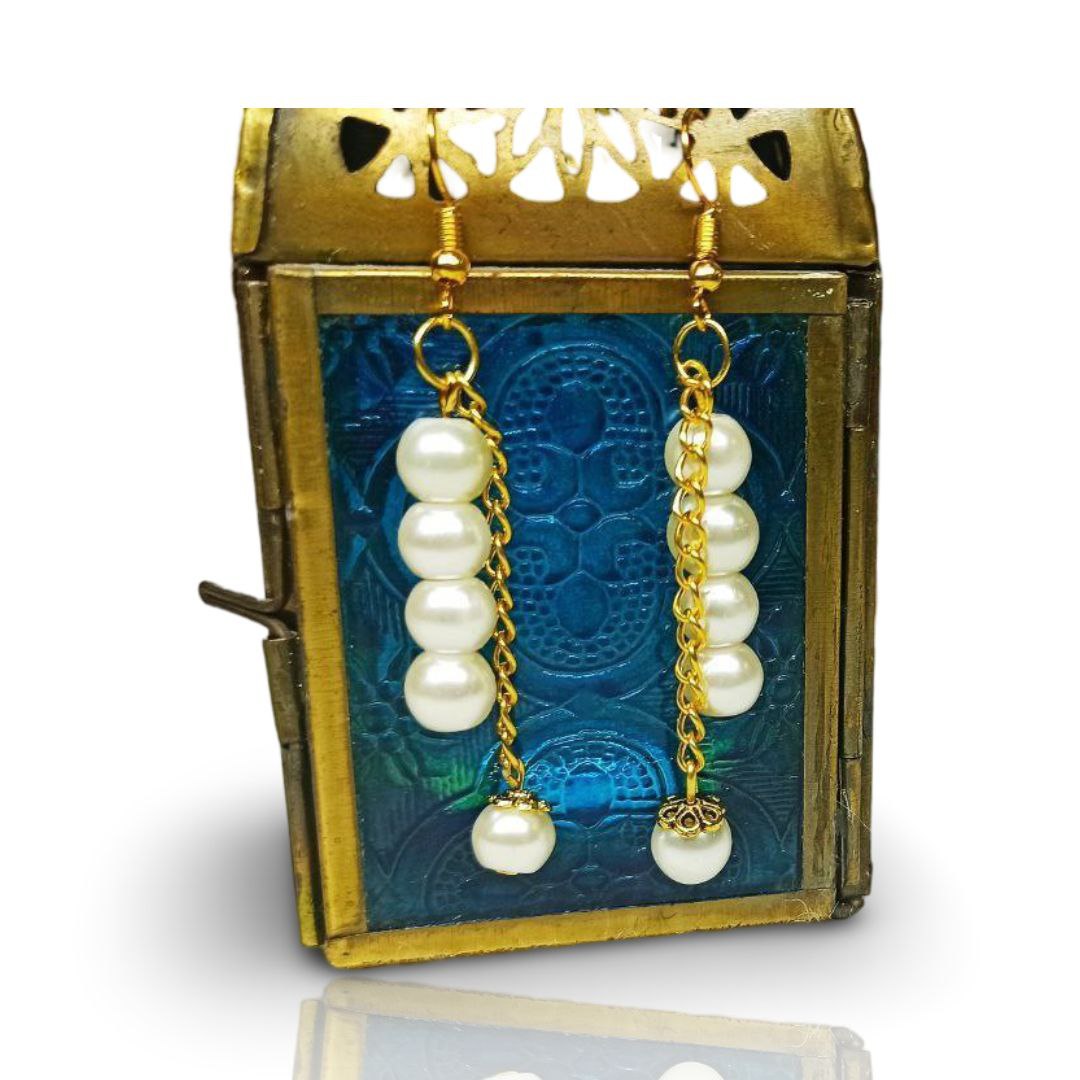 گوشواره مرواریدی دستساز مدل آویزدار