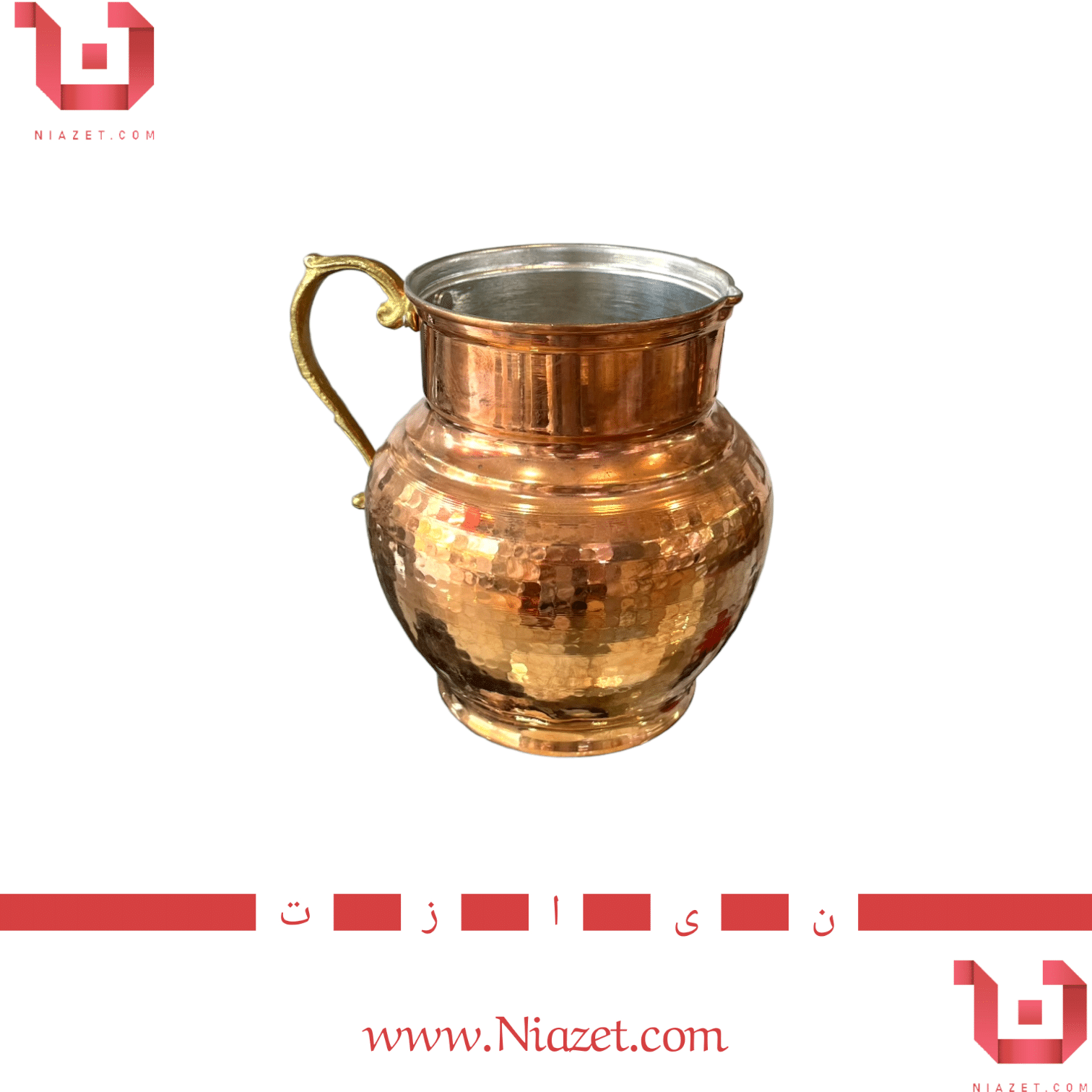 پارچ مسی دارای سایزبندی با دسته برنجی