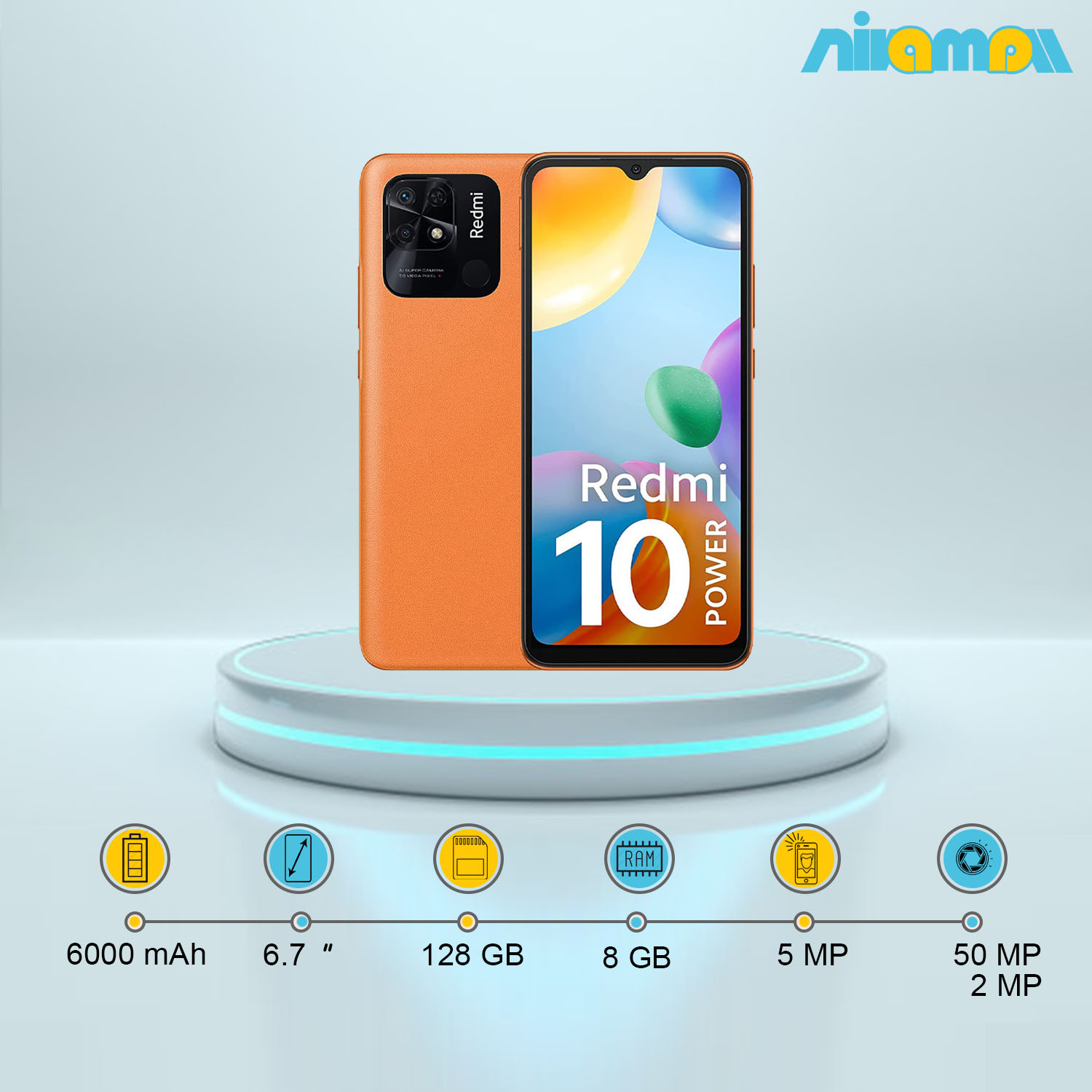 گوشی موبایل شیائومی مدل Redmi 10 Power دوسیم کارت ظرفیت 128 گیگابایت و رم 8 گیگابایت