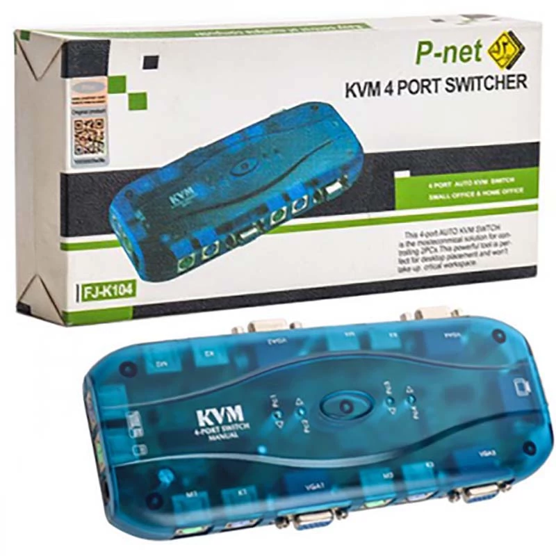 KVM Switch اتوماتیک 4 پورت PS2 پی نت P-net FJ-K104