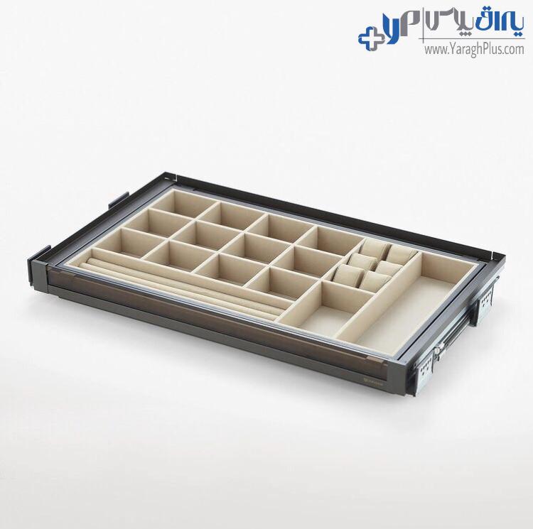 جای کمربند و کروات و زیورآلات مخمل ریلی با فرانت شیشه داخل کمد آرام بند یونی هاپر WS4140G