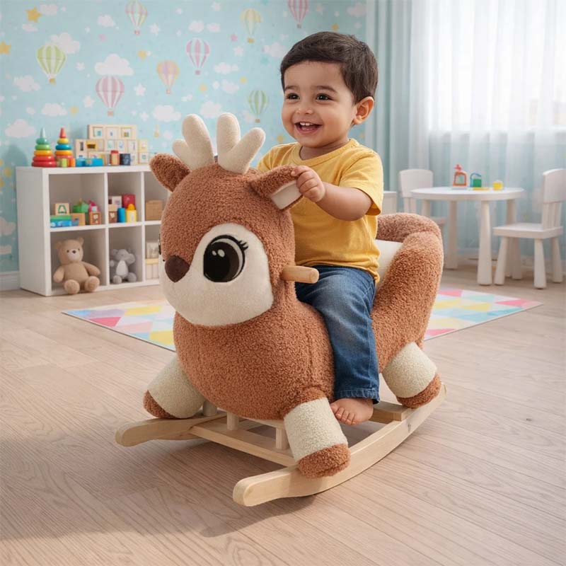 راکر کودک طرح گوزن رنگ شکلاتی