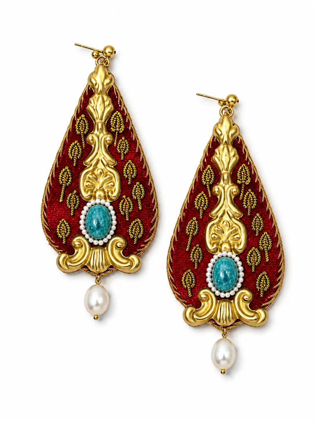 گوشواره دستدوز برنجی