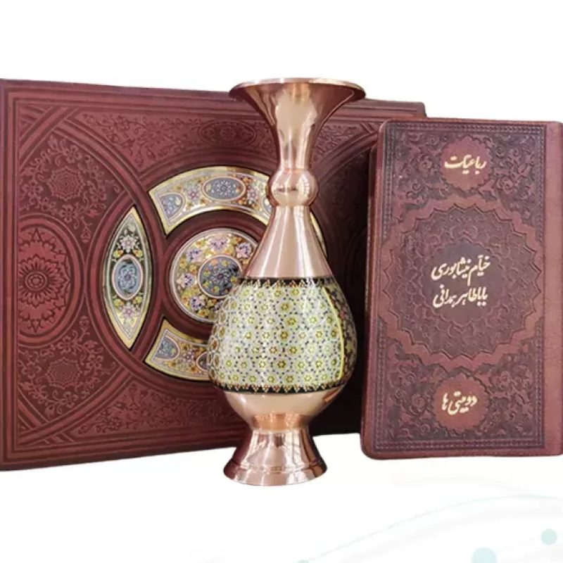 خیام و باباطاهر پالتویی چرم با گلدان خاتم