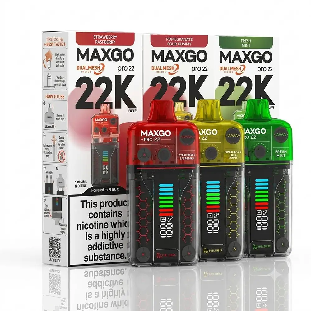 پاد سیستم نیمه دائمی مکس گو پرو ۲۲ هزار پاف RELX MaxGO Pro 22K (قابل شارژ مجدد)