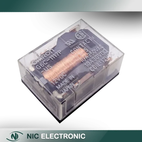 رله 12V شیشه ای 4 پایه ژاپنی مارک OMRON کد G6C-1117P