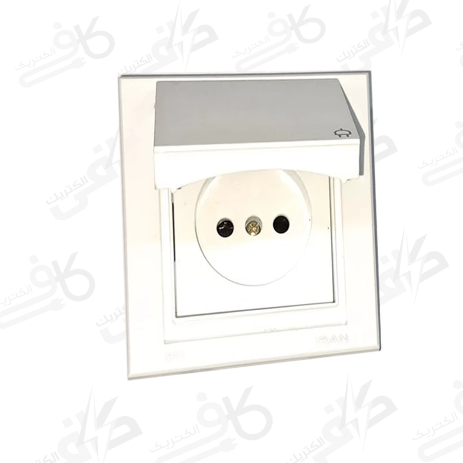 پریز برق ساده بارانی IP44 برلیان سفید اقتصادی ايران الکتریک