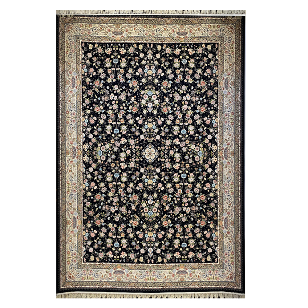 فرش ماشینی ۱۲۰۰شانه زمینه ذغالی کدSH-1240