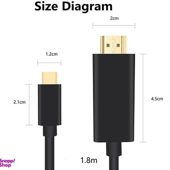 کابل تبدیل Type-C به HDMI طول 1.8 متر