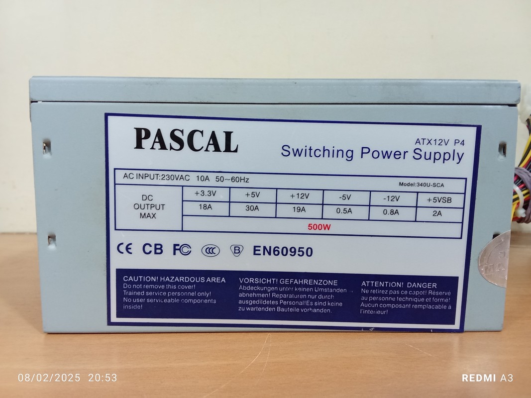 پاور استوک پاسکال مدل340U-SCA  (حداکثر توان 500 وات)