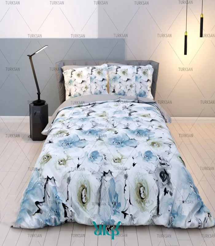 روتختی آبی گلدار دونفره کد d368