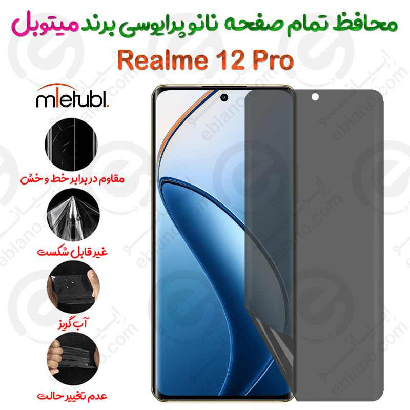 محافظ تمام صفحه نانو پرایوسی ریلمی 12 پرو برند میتوبل