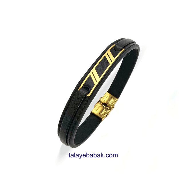 دستبند چرم و طلا DA013