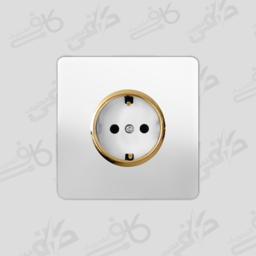 کلید و پریز آسیا | پریز برق ارت کودک کریستال سفید طلایی اسیا