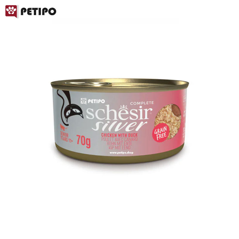 کنسرو گربه سیلور شسیر با طعم مرغ و اردک (Silver Chicken with Duck Mousse) وزن 70 گرم
