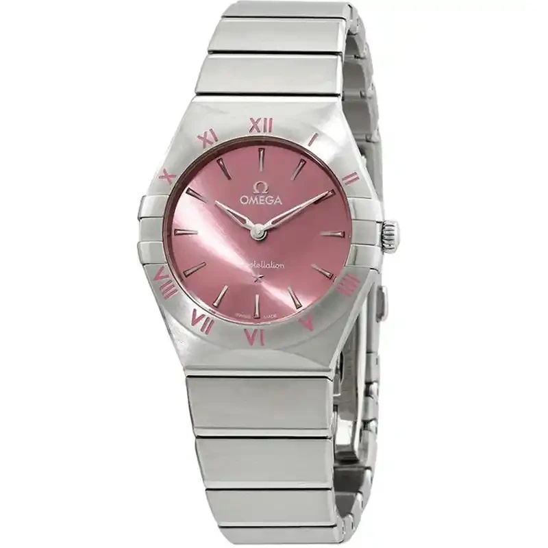 ساعت امگا کانسلیشن نقره ای صفحه صورتیomega constellation