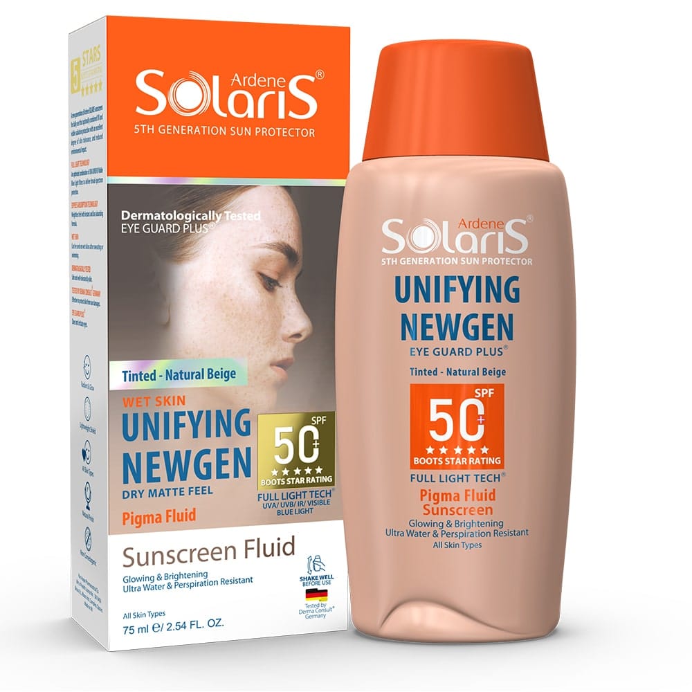 فلوئید ضد آفتاب یونی فایینگ نیوژن SPF50 آردن سولاریس بژ طبیعی