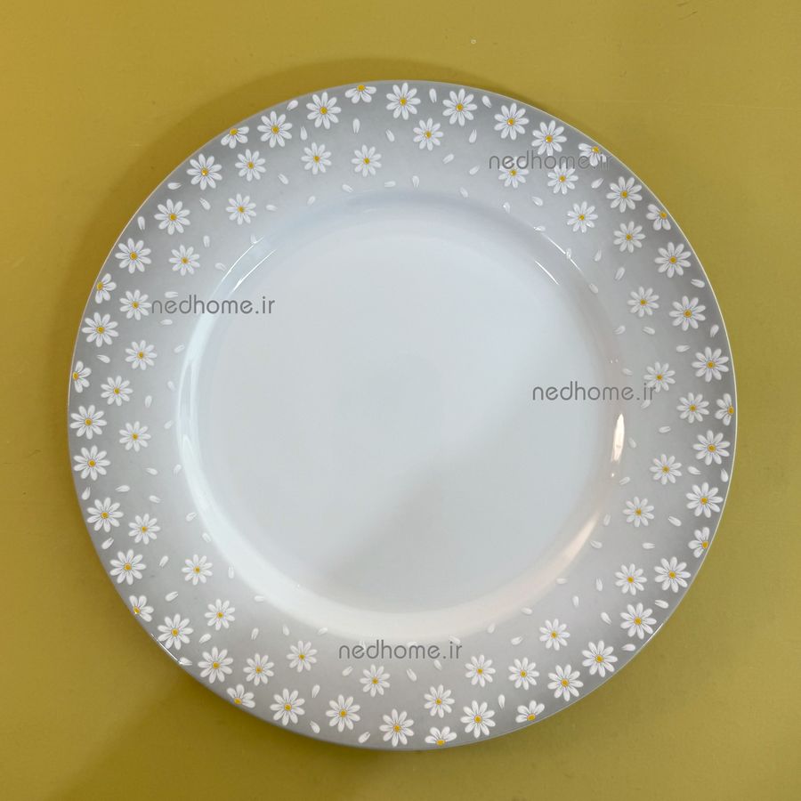 بشقاب پلوخوری تک چینی زرین طرح کامومیلا فله ای - 27 cm - درجه یک