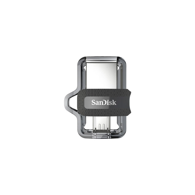 فلش مموری 64 گیگابایت سن دیسک مدل Ultra Dual Drive m3.0 با 2 رابط USB Type-A و MicroUSB، استاندارد USB 3.2 Gen1 - نوک مدادی