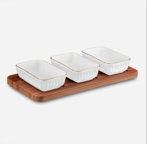 اردو خوری 3 خانه مستطیل پایه چوب لارن