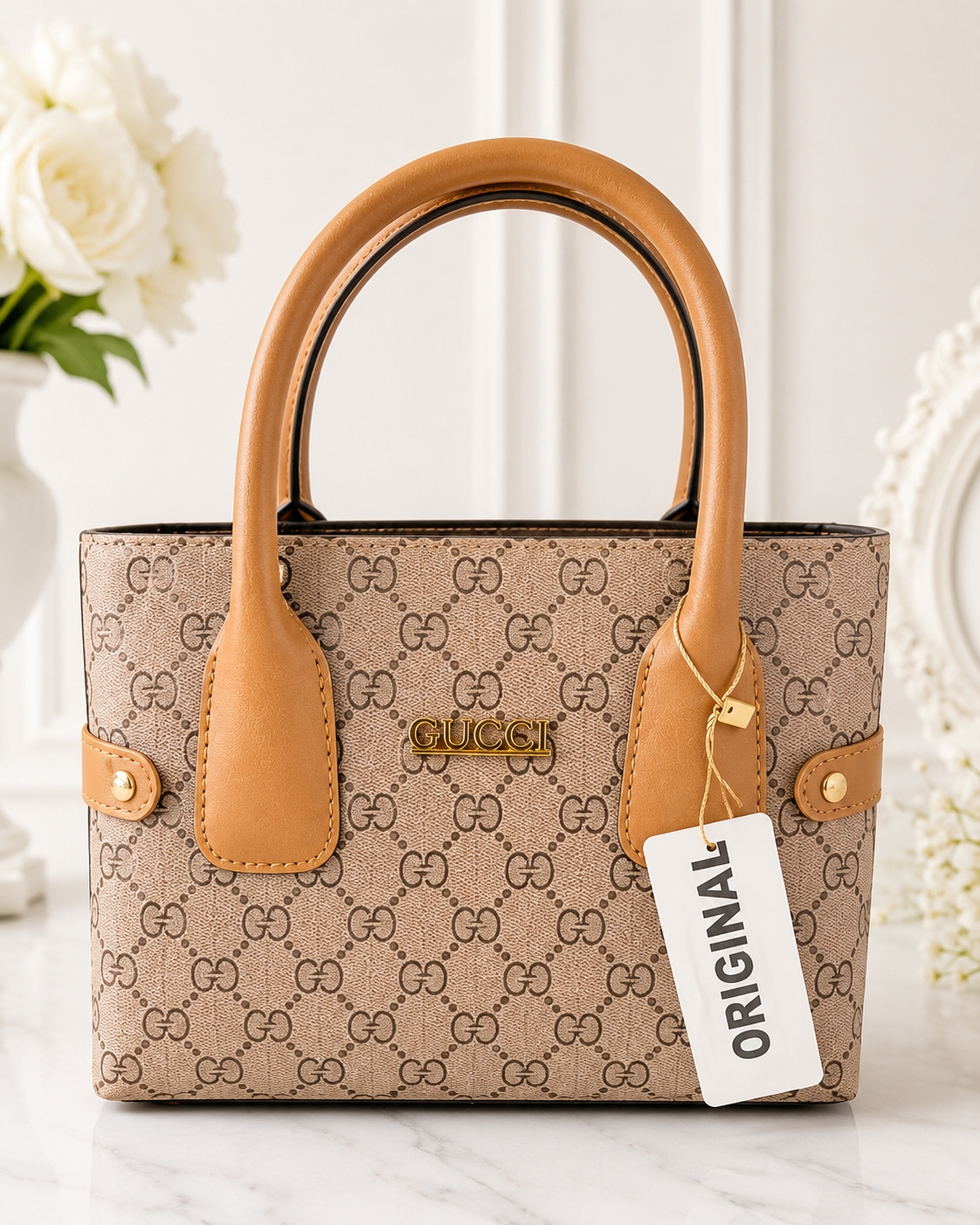 کیف دستی زنانه طرح گوچی (Gucci) کرم عسلی