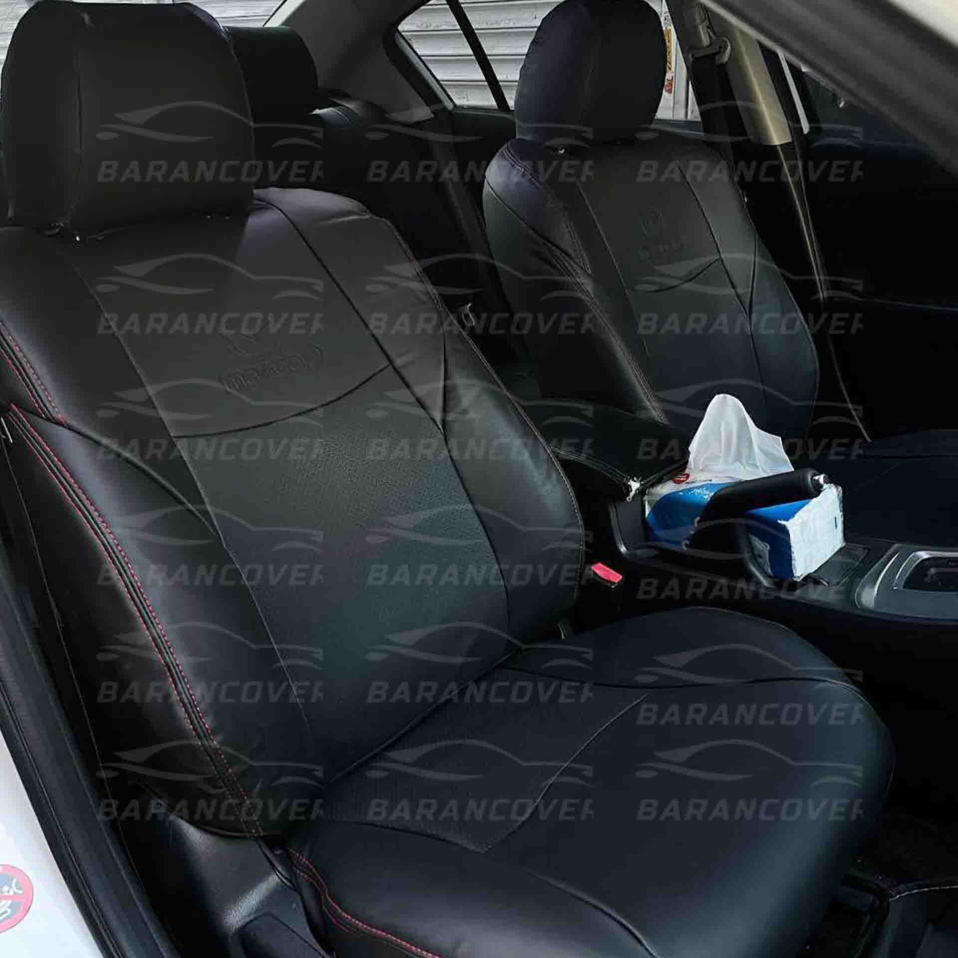 روکش صندلی مزدا 3 نیو - mazda 3 new چرم رنگ مشکی دوخت قرمز