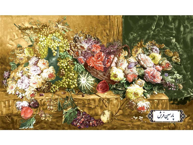 نخ و نقشه تابلو فرش طرح گل و میوه - کد NG1596