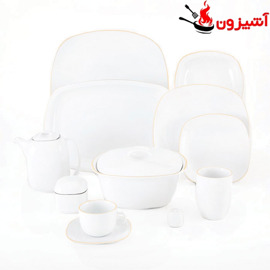 سرویس 98 پارچه 12 نفره طرح زرین لب طلایی