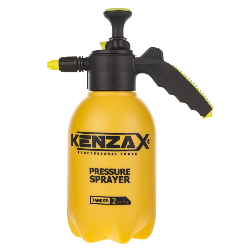 سمپاش دستی کنزاکس مدل KPS-102 با ظرفیت 2 لیتر، بدنه پلاستیکی و مخزن مدرج برای اندازه‌گیری حجم محلول