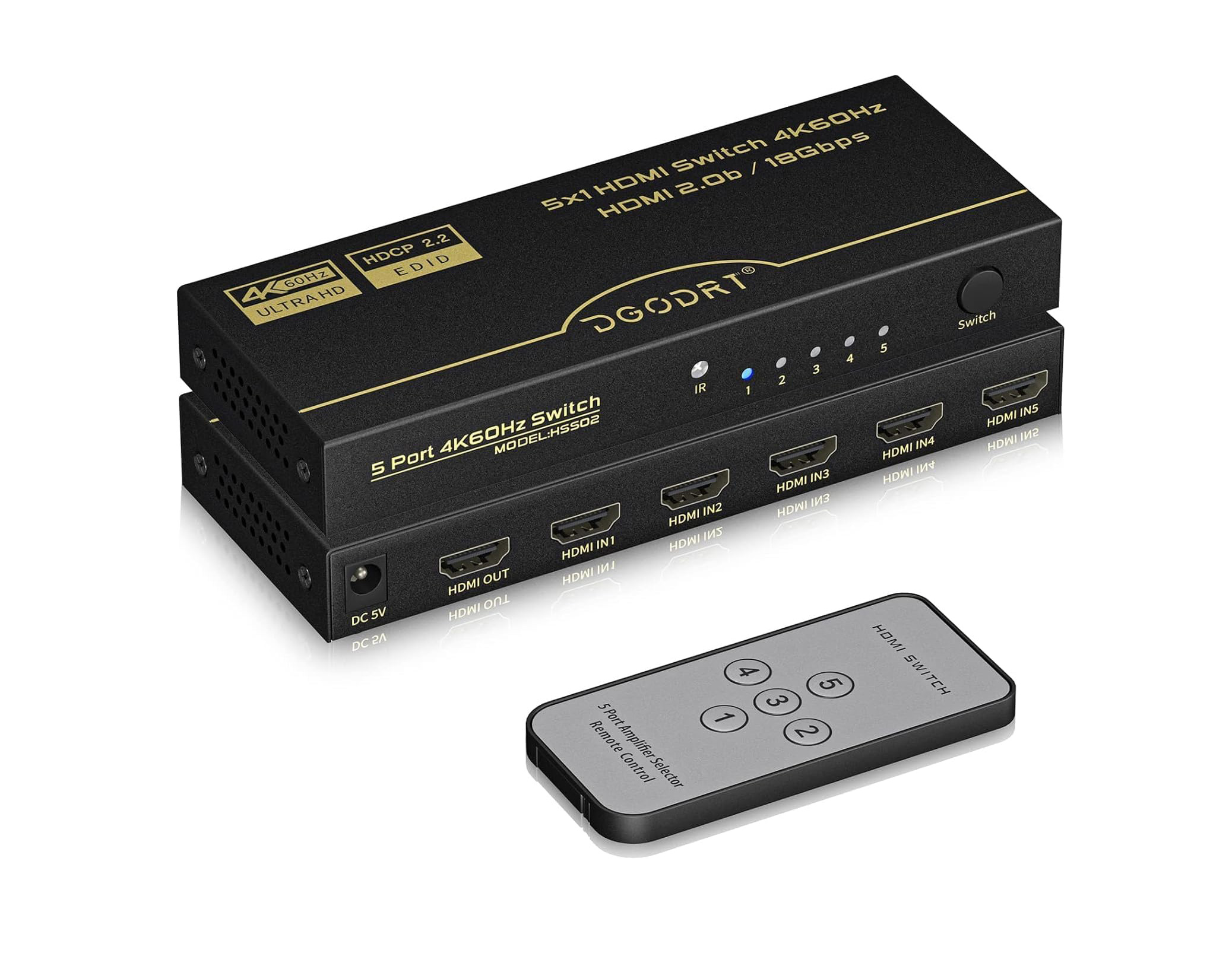 سوئیچ HDMI 5 در 1 خروجی 4K برند DGODRT