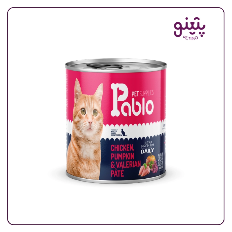 کنسرو گربه پابلو مرغ و کدو تنبل و سنبل الطیب وزن ۸۰۰ گرم