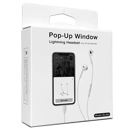 هدفون‌های داخل گوش سیمی با پورت لایتنینگ و پنجره بازشو POP-UP GL069