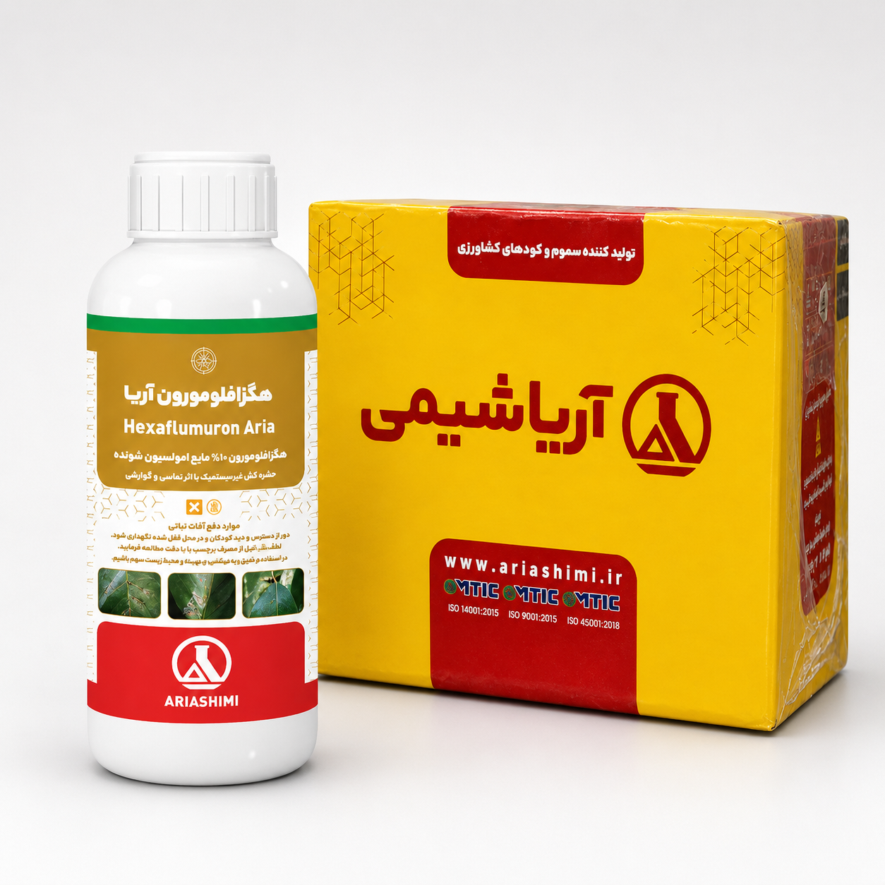 حشره کش هگزافلومورون ۱۰ درصد آریاشیمی – بطری ۱ لیتری (فروش عمده – کارتن ۱۲ عددی)