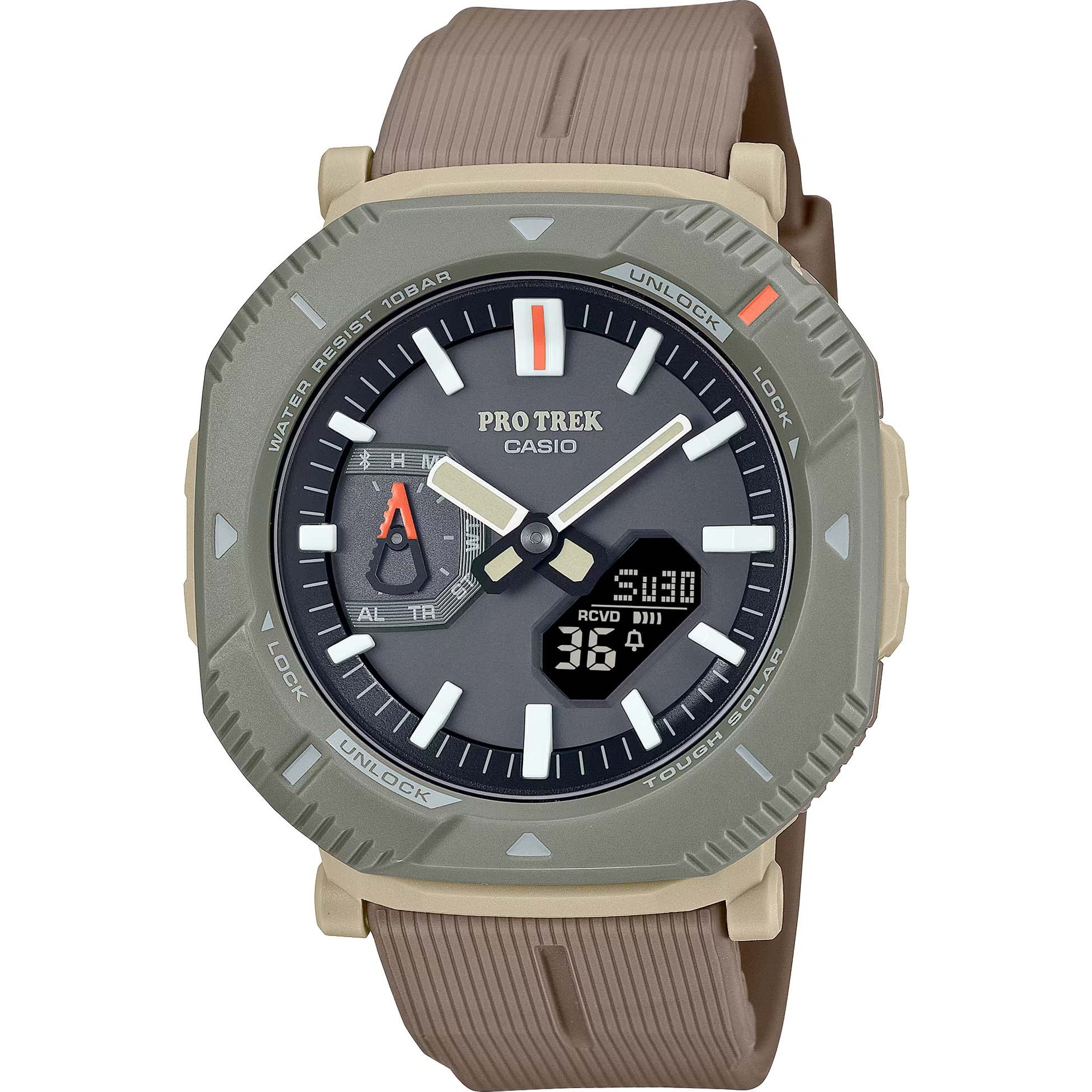 ساعت مچی جی شاک کاسیو پرو ترک برزنتی سبز خاکی Casio Protrek