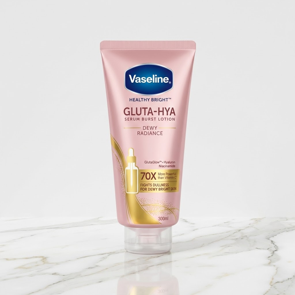 لوسیون بدن روشن کننده و آبرسان وازلین Gluta-Hya Dewy Radiance حجم 300 میلی لیتر