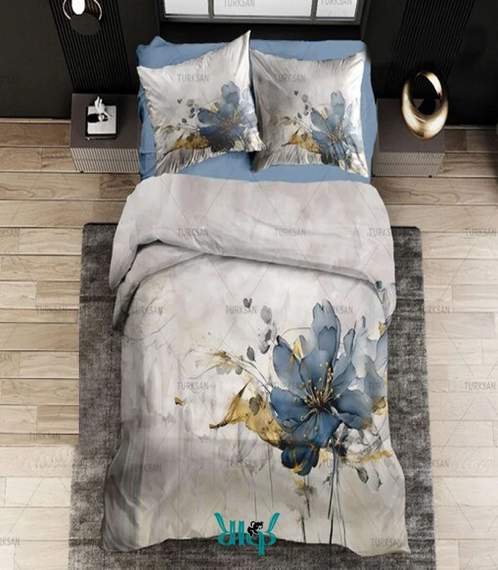 روتختی طوسی آبی گلدار کد d579