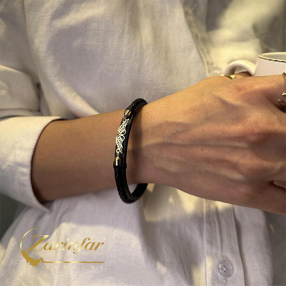 دستبند چرم مدل بال فرشته کد A15