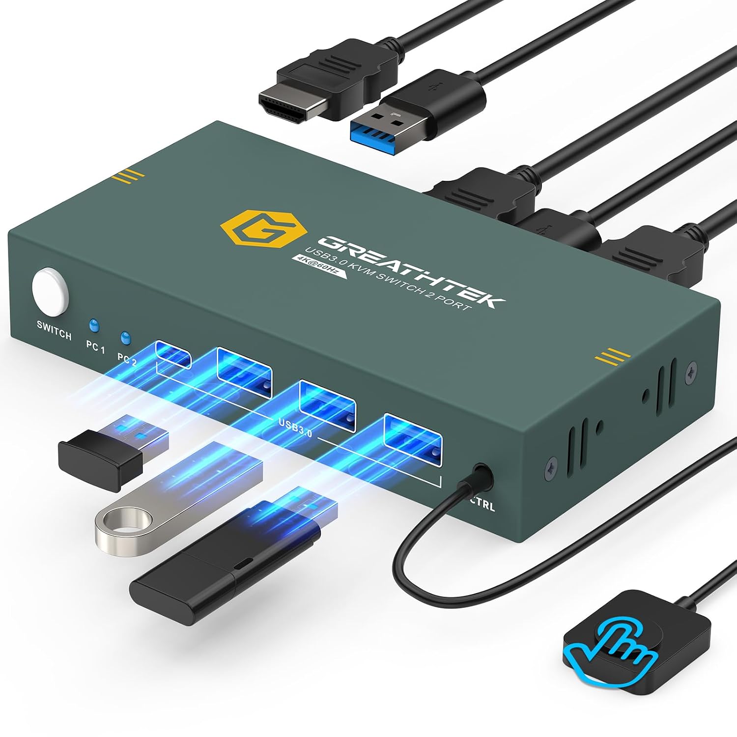 سوئیچ KVM HDMI یک مانیتور دو کامپیوتر GREATHTEK