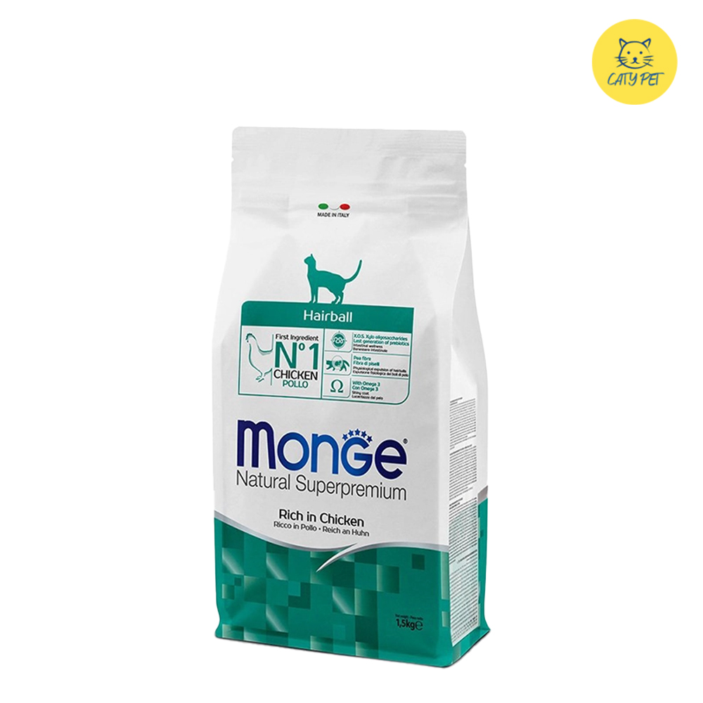 غذای خشک گربه بالغ مونژه Monge Natural Superpremium Hairball  وزن 1 کیلوگرم فله ای