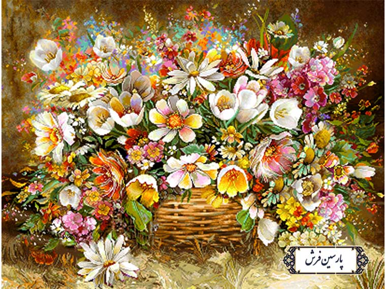 نخ و نقشه تابلو فرش طرح سبد گل ها - کد NG1631