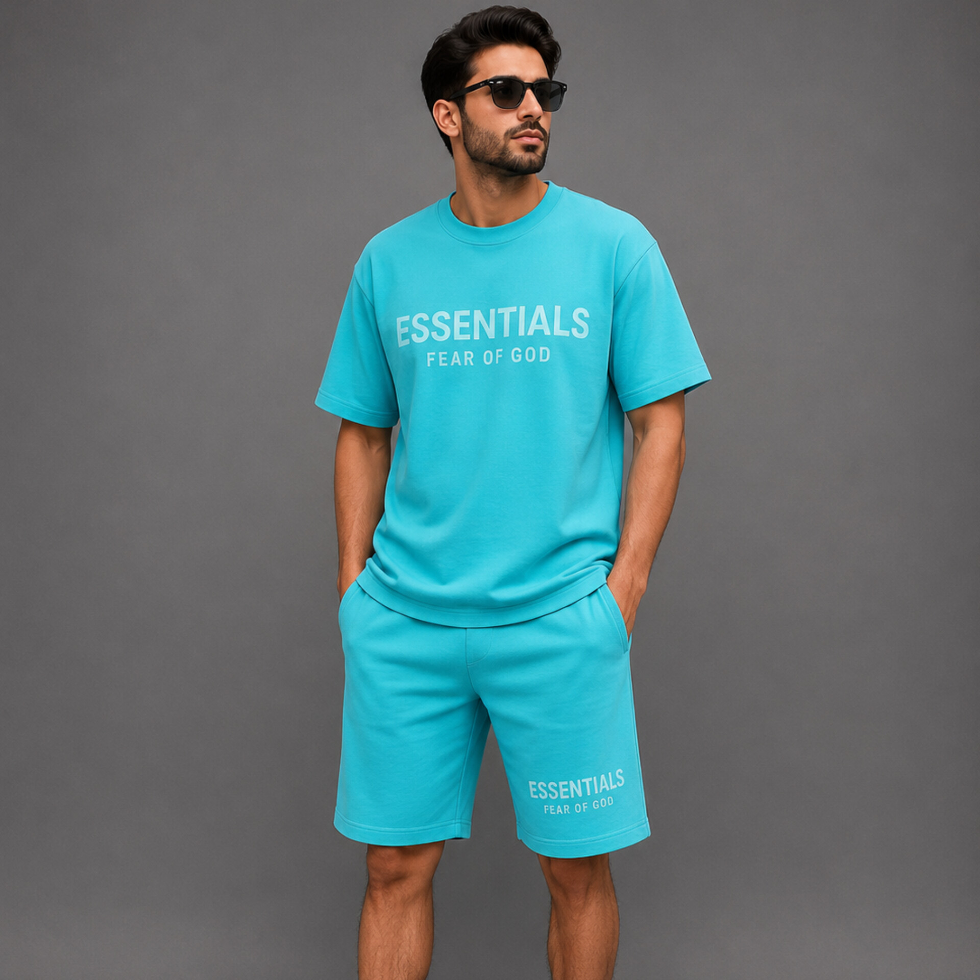 ست تیشرت شلوارک ESSENTIALS|بوتیک ماموت - آبی, L