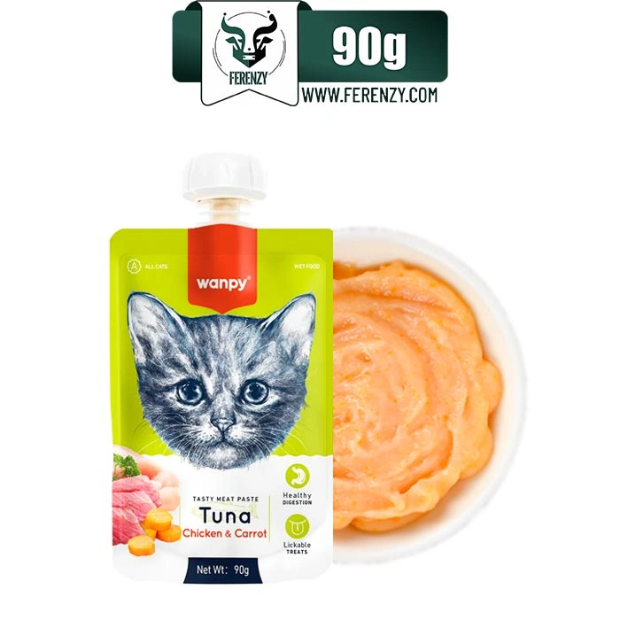 پودینگ بچه گربه ونپی با طعم تن و مرغ و هویج مدل کیتن وزن 90 گرم Wanpy TUNA & Chicken & Carrot