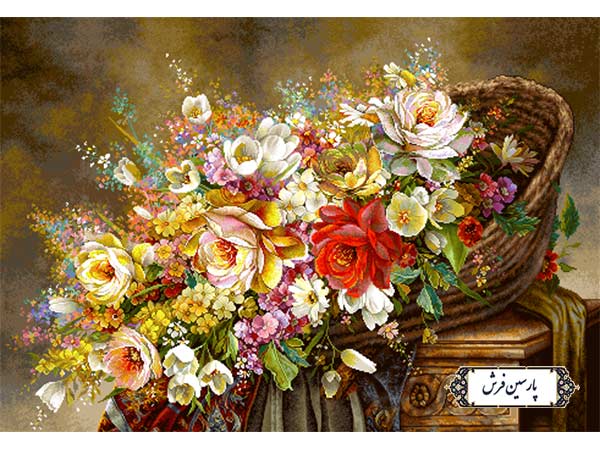 نخ و نقشه تابلو فرش طرح گلدان ریخته - کد NG1599