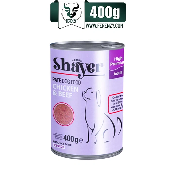 کنسرو سگ شایر طعم مرغ و گوشت مدل پته وزن 400 گرم Shayer Pate Dog Food Chicken & Beef