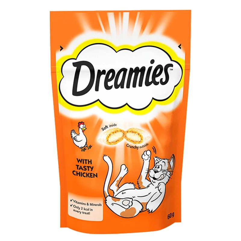 تشویقی گربه دریمز مدل Snack With Chicken وزن 60 گرم