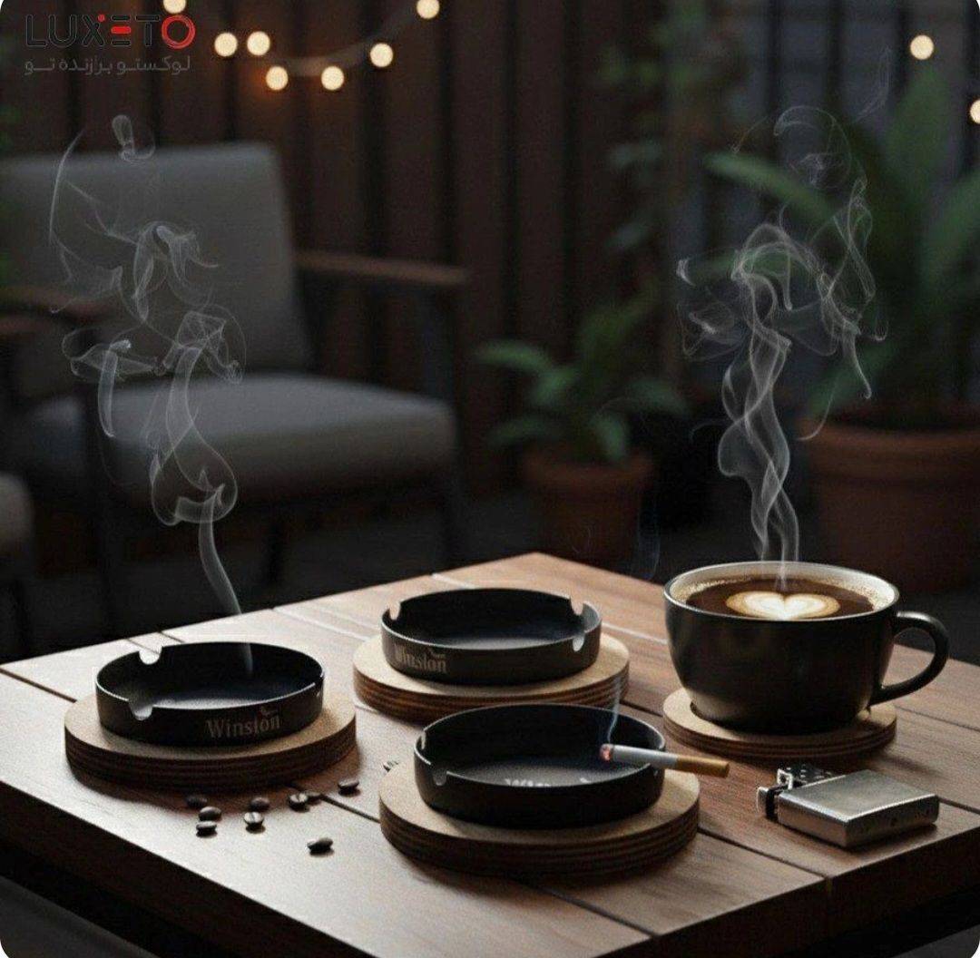 زیر سیگاری چوب و فلز