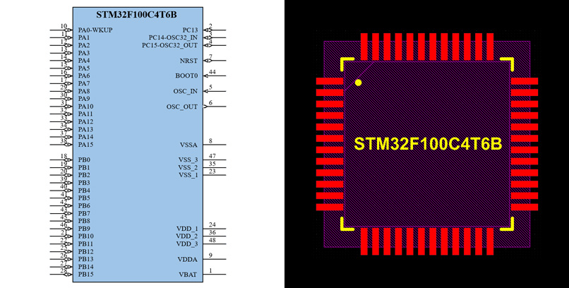فوت پرینت STM32F100C4T6B