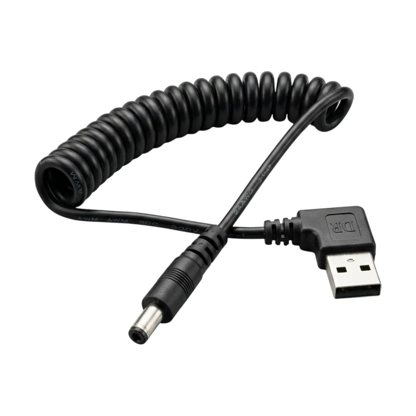 کابل فنری USB به آداپتوری DC فیش 5.5mm