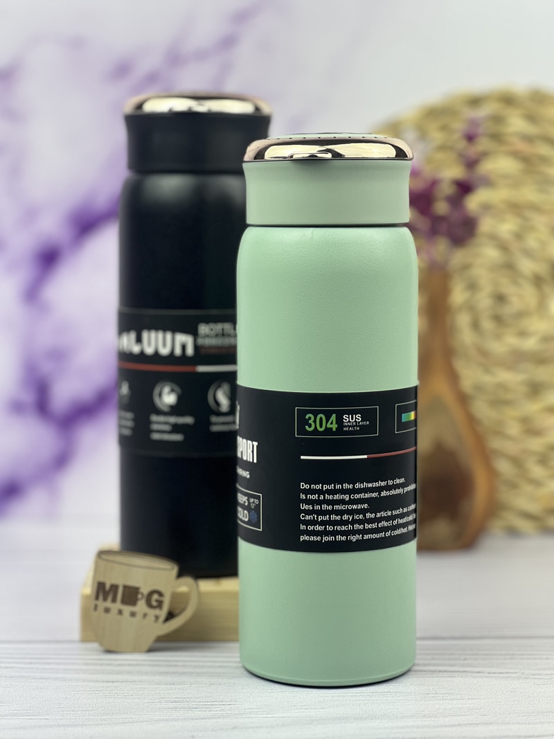 فلاسک دماسنج دار دسته دار 500 میل استیل 304